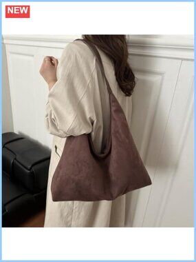 Faux Suede Large Slouchy Hobo Shoulder Bag Oversized Commute Tote Handbag